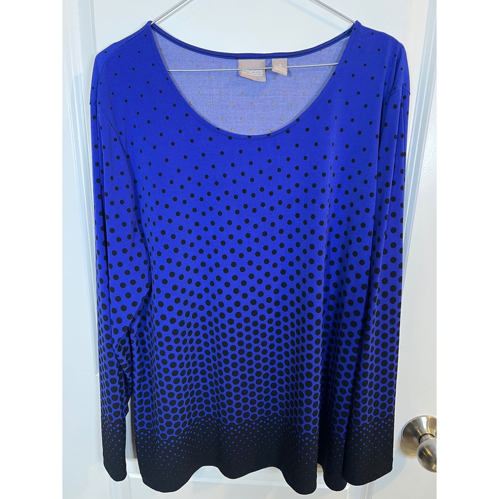 Chico's Womens Top Polka Dot‎ Ombre Blue Size 3